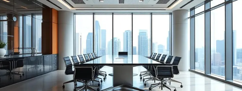 Sample card cover showing a premium office interior with a city view