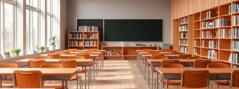 Sample card cover showing a modern classroom with books and desks
